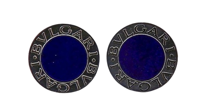 Men's Preowned Bvlgari Silver and Lapis Lazuli Cufflinks Silver blue silver/lapis lazuli