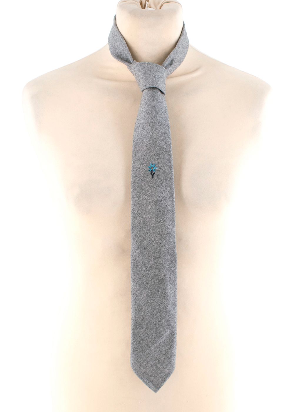 Men's G Inglese Grey Floral Detail Wool Tie