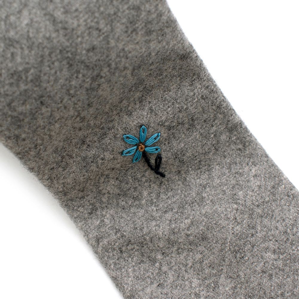 Men's G Inglese Grey Floral Detail Wool Tie