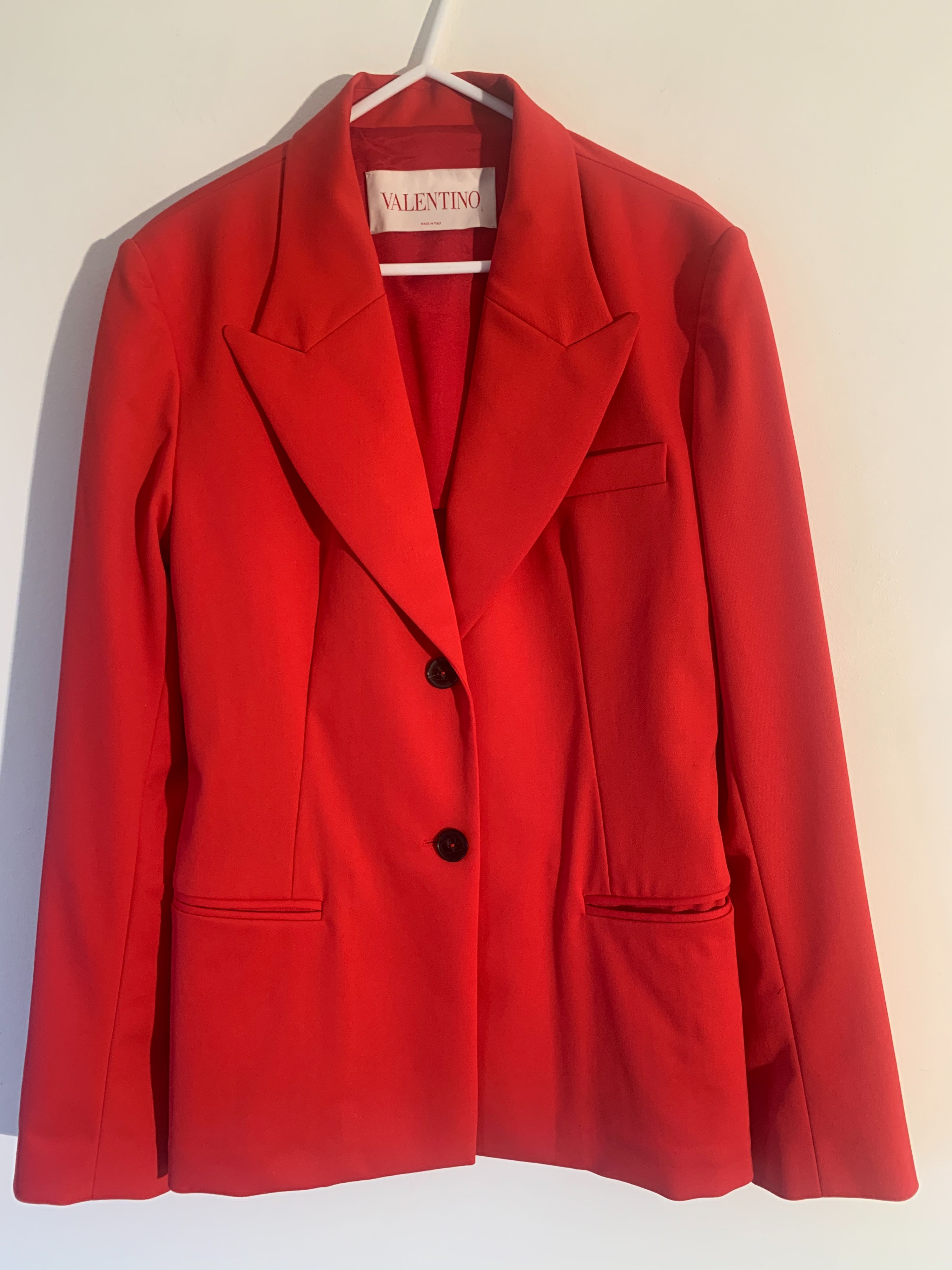 Preowned Valentino Red Single Breasted Wool Blazer Size M virgin wool/elastane