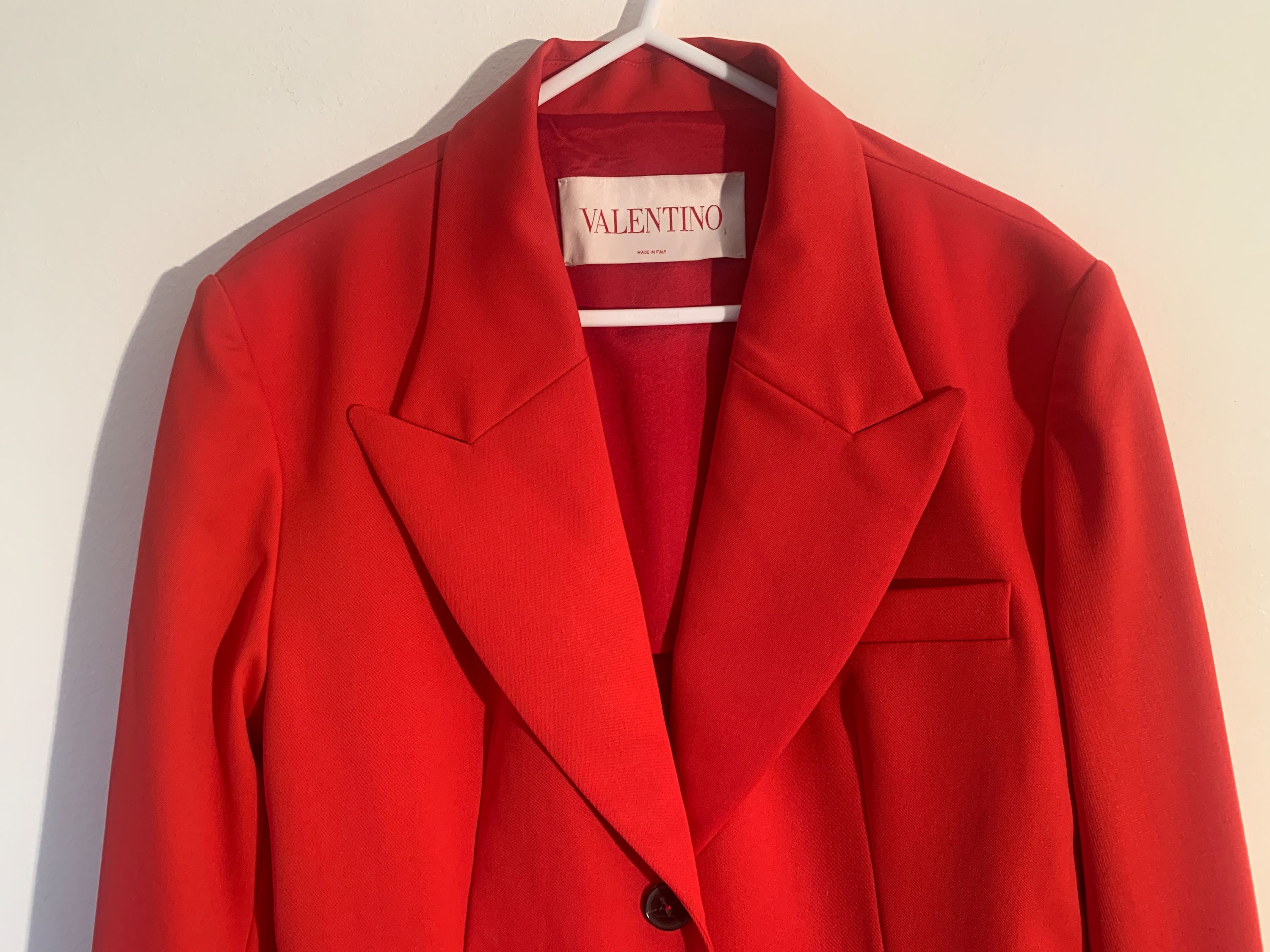 Preowned Valentino Red Single Breasted Wool Blazer Size M virgin wool/elastane