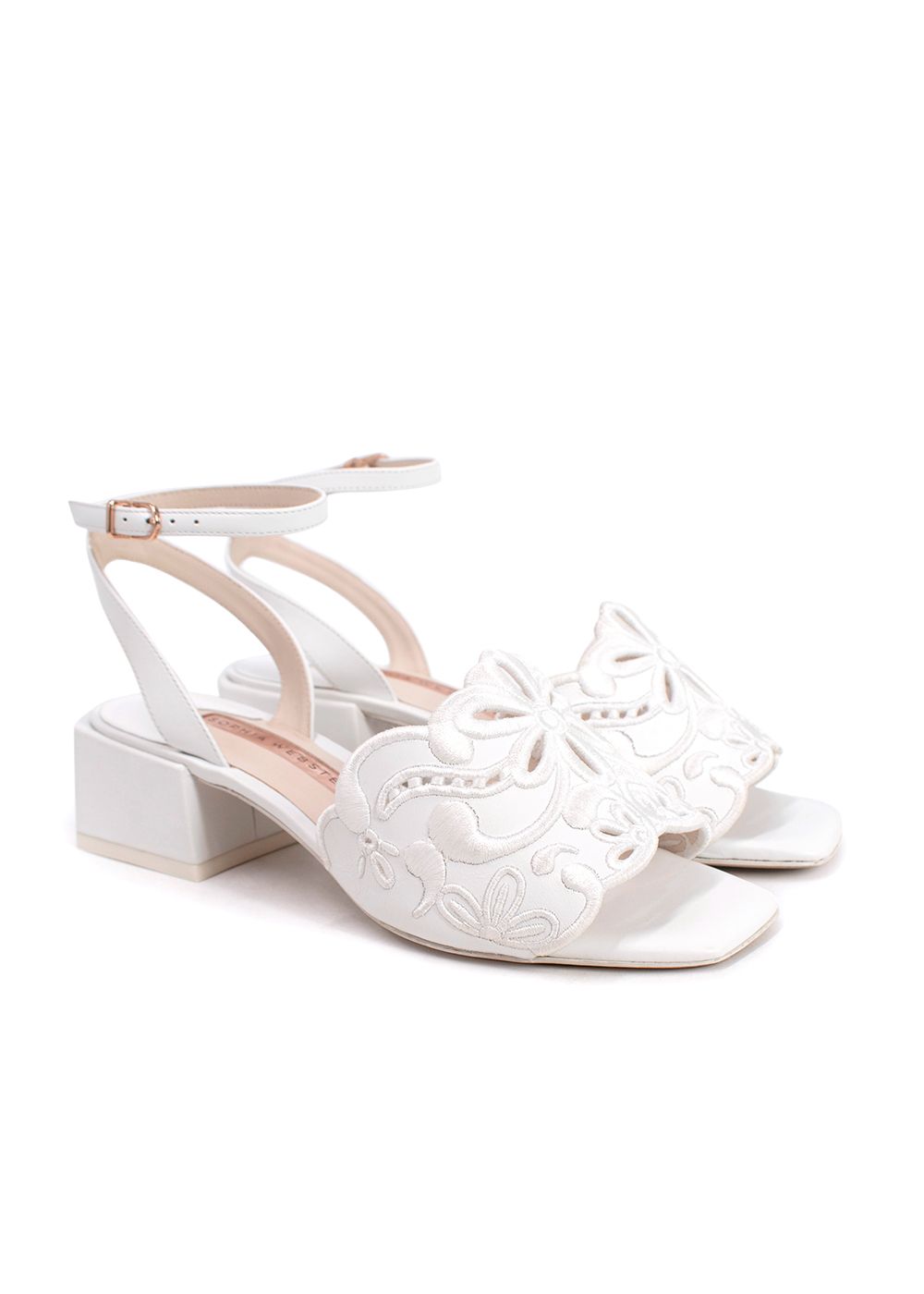 Sophia Webster Cassia Broderie-anglaise Leather Sandals Size 355 White