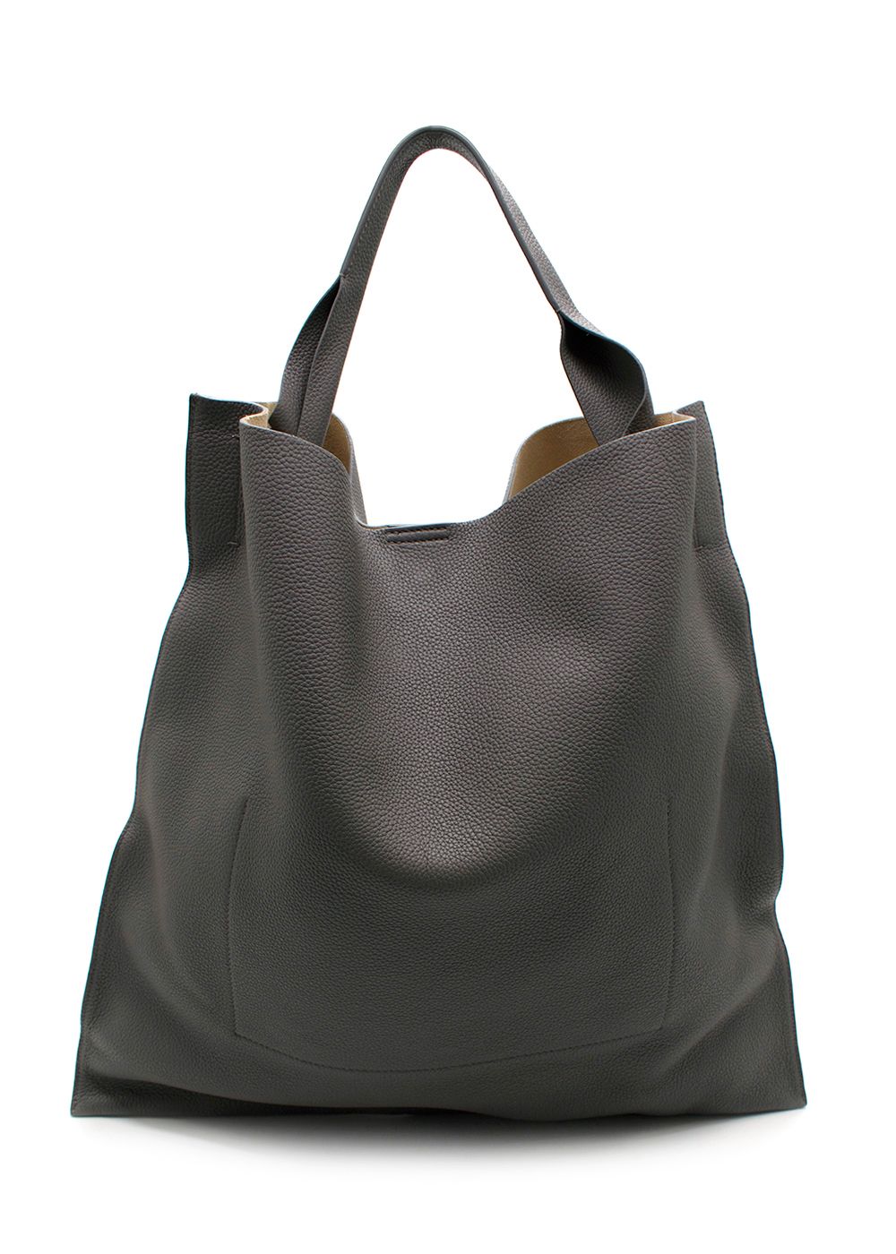 Jil Sander Grey Oversized Leather Shoulder Bag