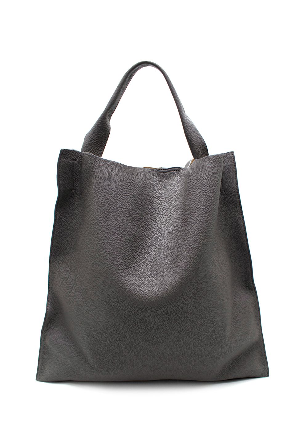 Jil Sander Grey Oversized Leather Shoulder Bag