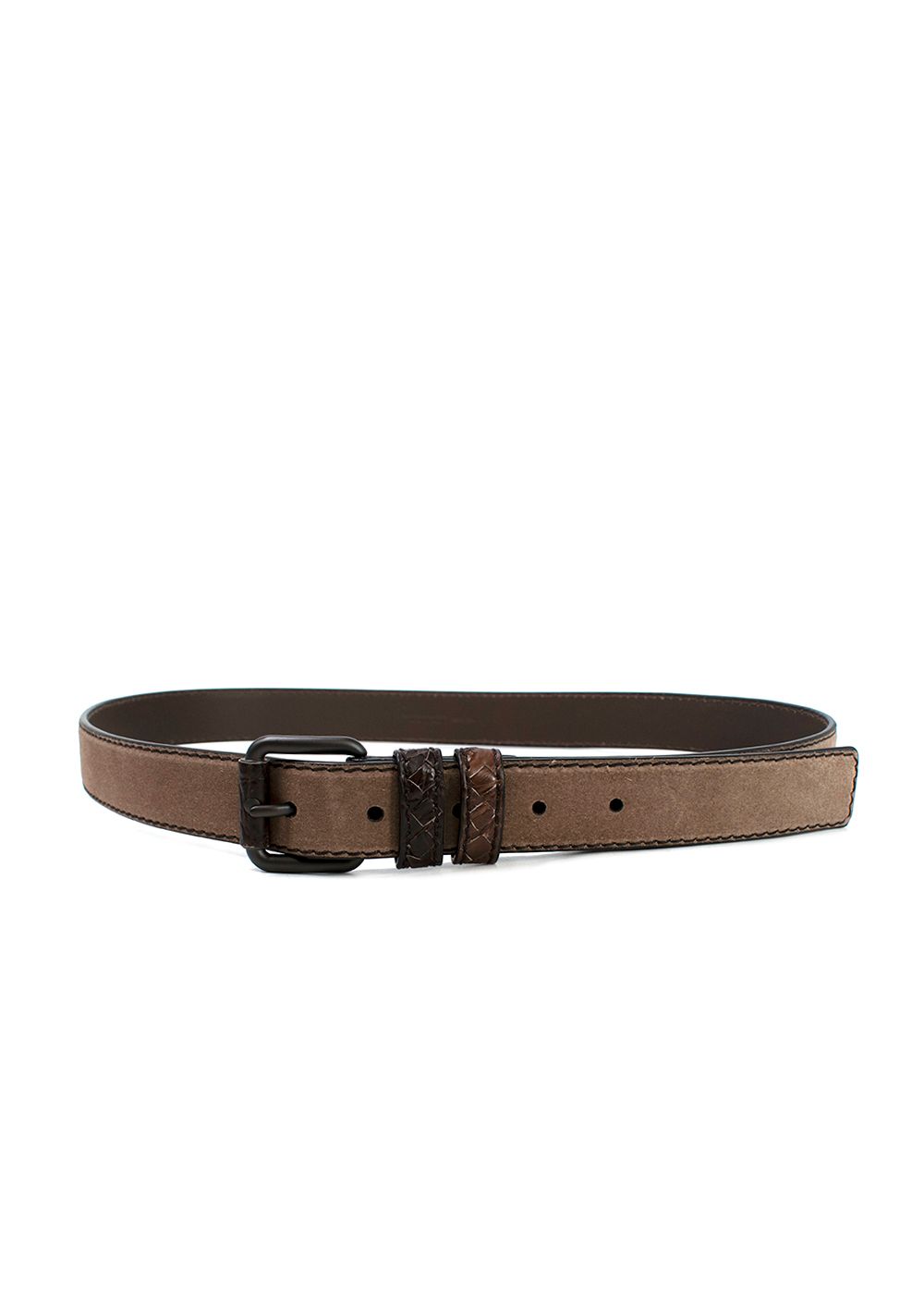 Preowned Bottega Veneta Taupe Suede Belt 95cm Size M taupe brown leather