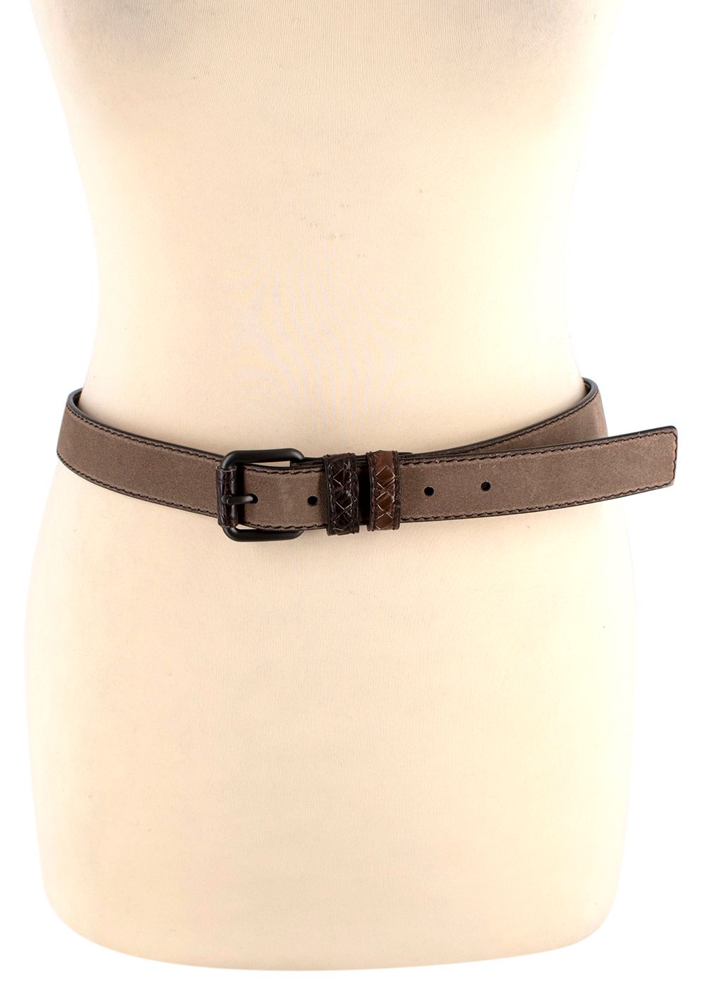 Preowned Bottega Veneta Taupe Suede Belt 95cm Size M taupe brown leather