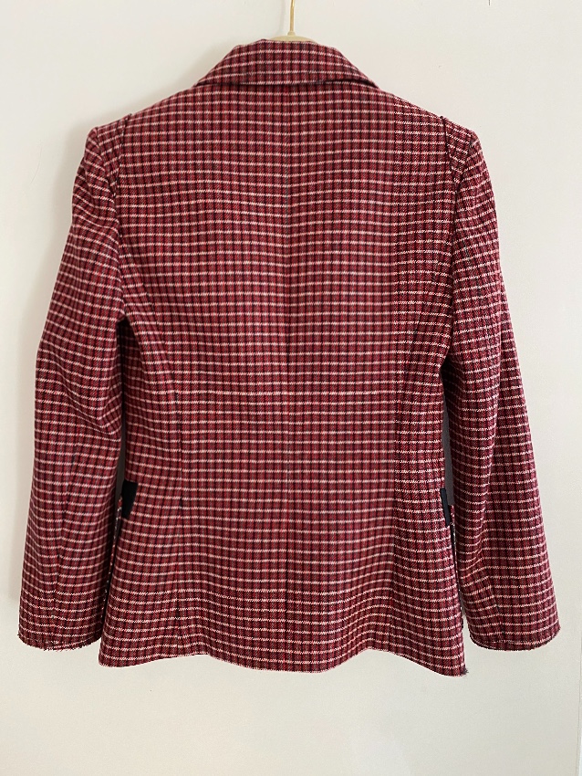 Chloe Red Wool Blend Check Tailored Jacket Size XS