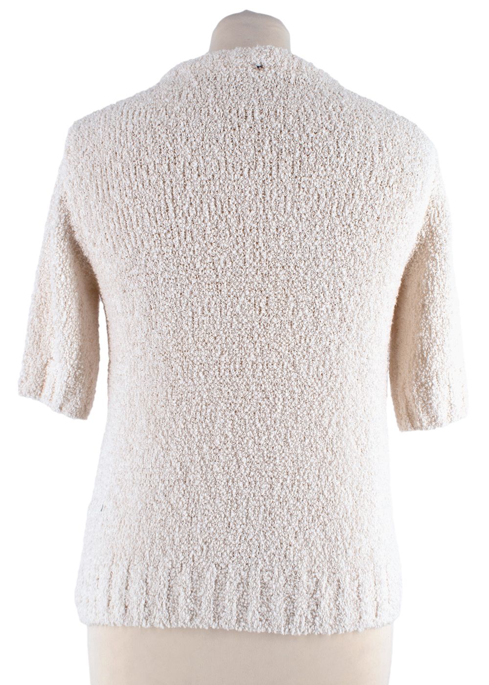 Preowned Sportmax Cream Cherry Tonico Short Sleeve Jumper Size S polyester