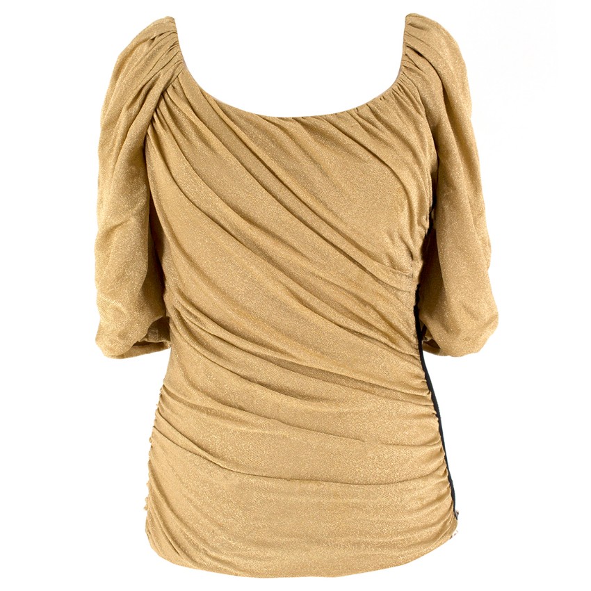 Preowned Dolce  Gabbana Gold Lurex Ruched Top Size XS viscose/polyester/nylon