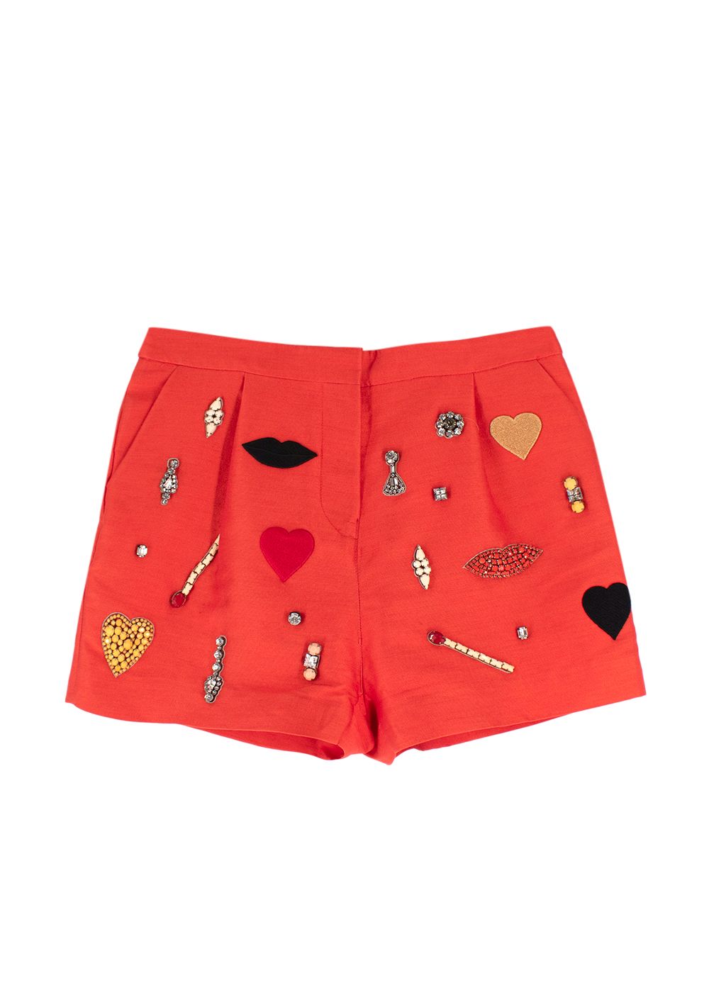 Preowned Stella McCartney Orange Embellished Tailored Shorts Size XS cotton