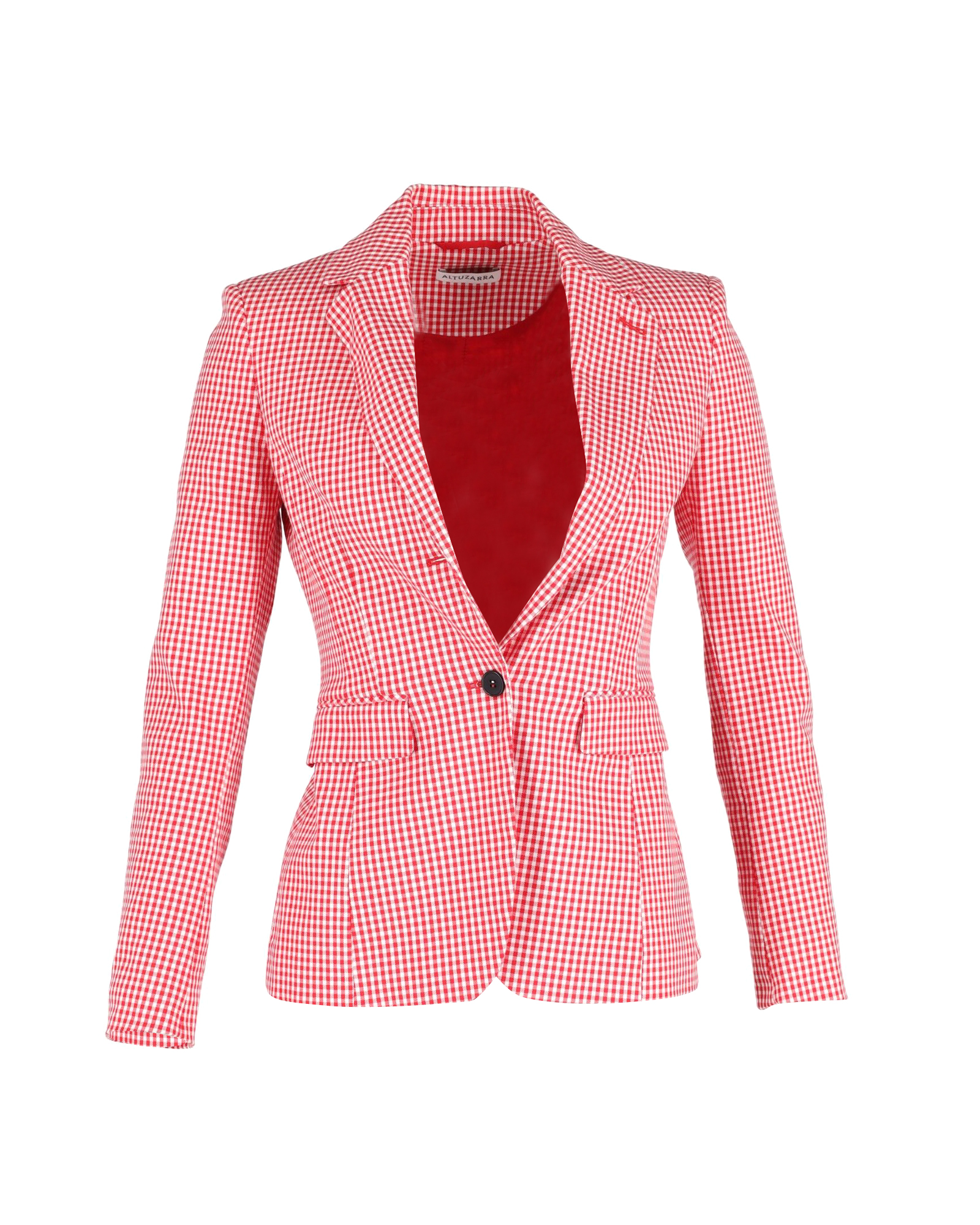 Preowned Altuzarra Red Gingham Single Breasted Blazer Size XS cotton