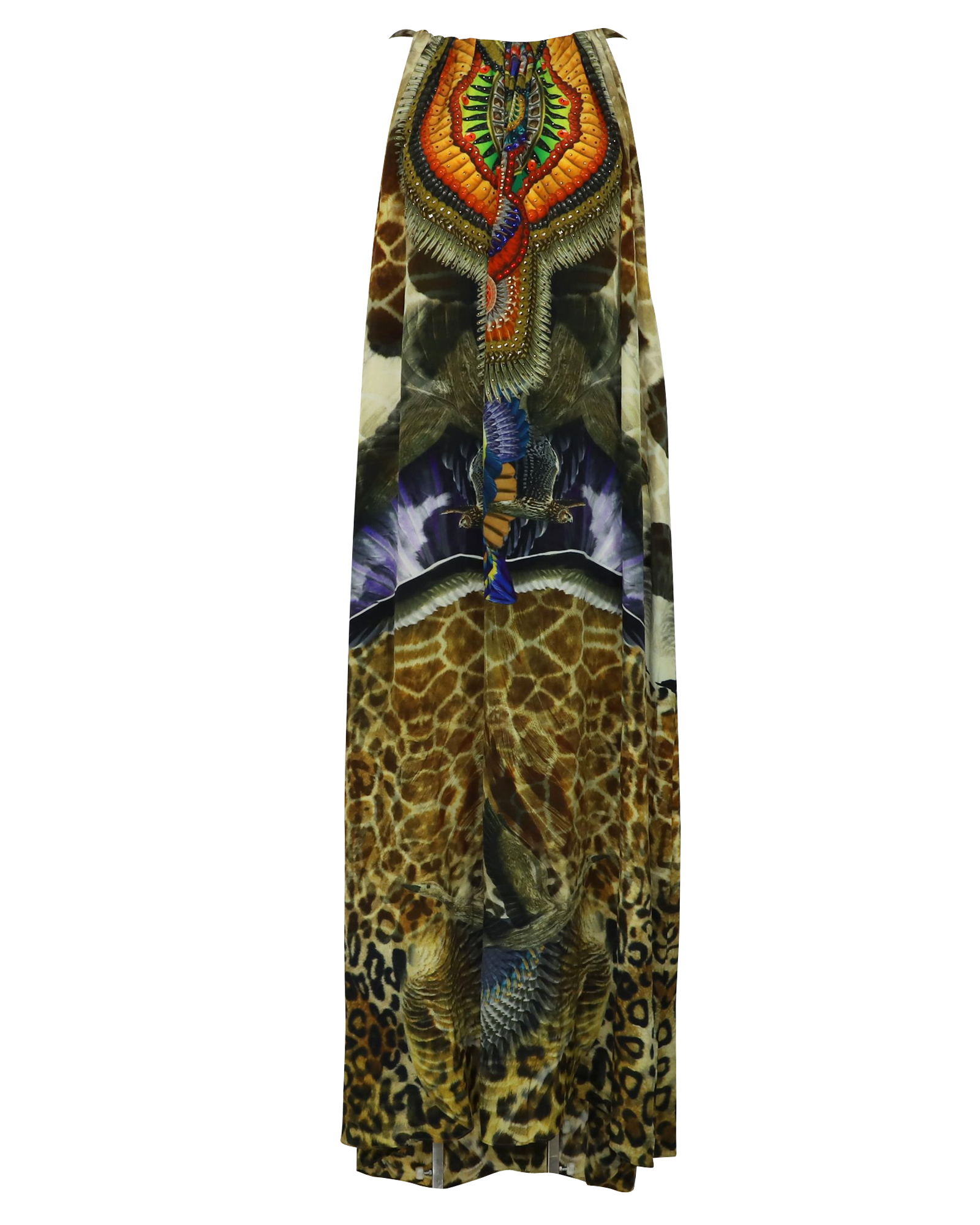 Preowned Camilla Eagle and Leopard Print Silk Maxi Kaftan Size XL floral print