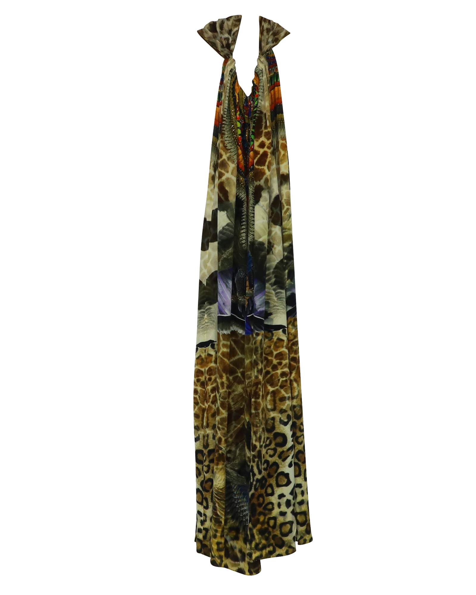 Preowned Camilla Eagle and Leopard Print Silk Maxi Kaftan Size XL floral print