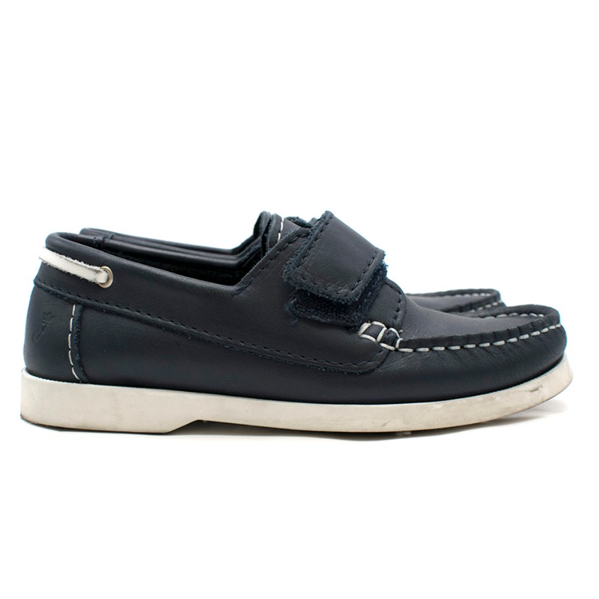 Preowned Jacadi Boys Navy Leather Deck Shoes Blue