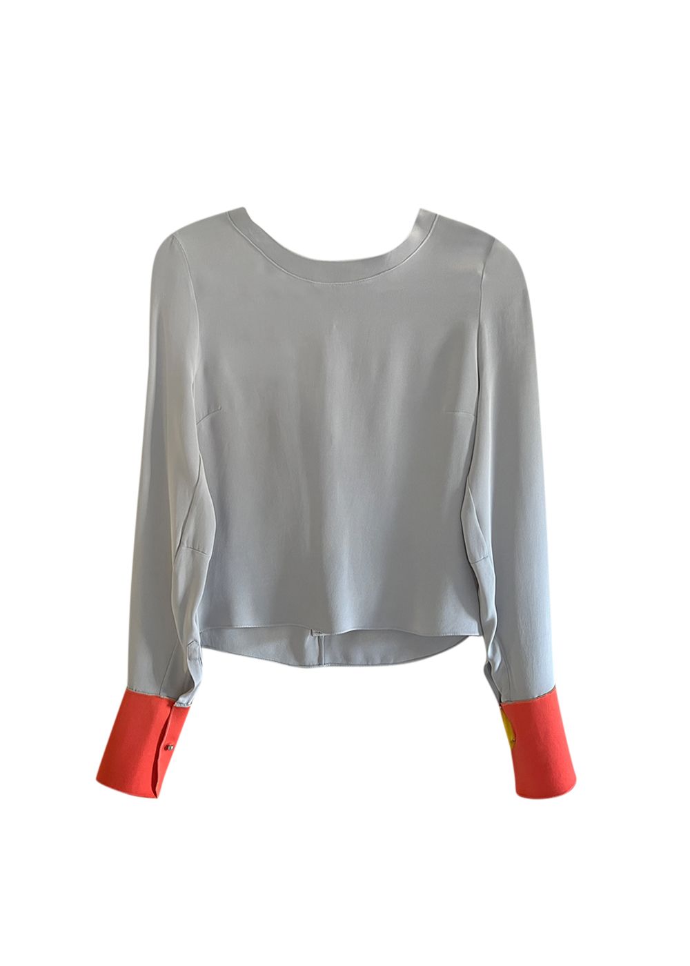 Roksanda Colour Tone Cuff Silk Blend Long Sleeve Top Size XL Gray polyester