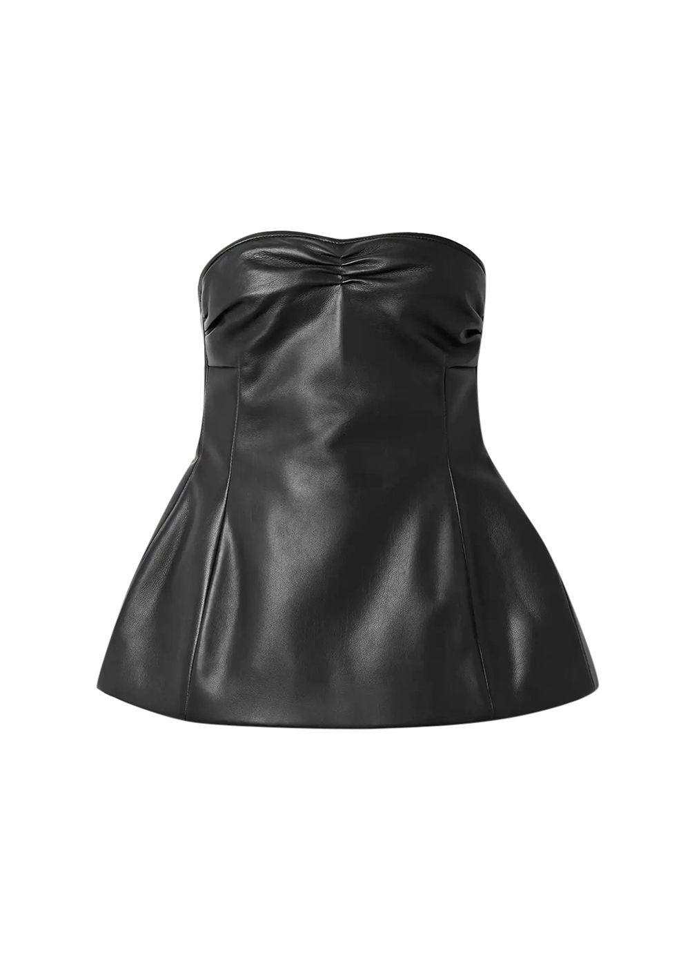 Khaite Leather Blanche Peplum Top Size S Black