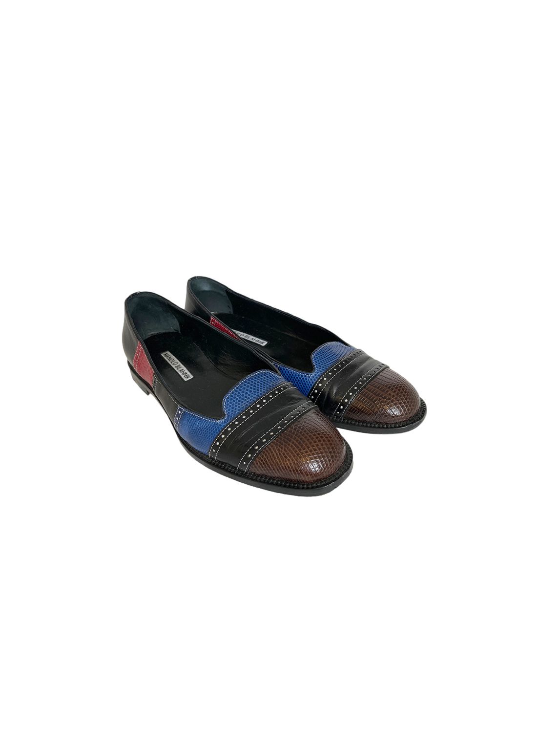 Preowned Manolo Blahnik Colourblock Leather Loafers Size 36 Multiple colors