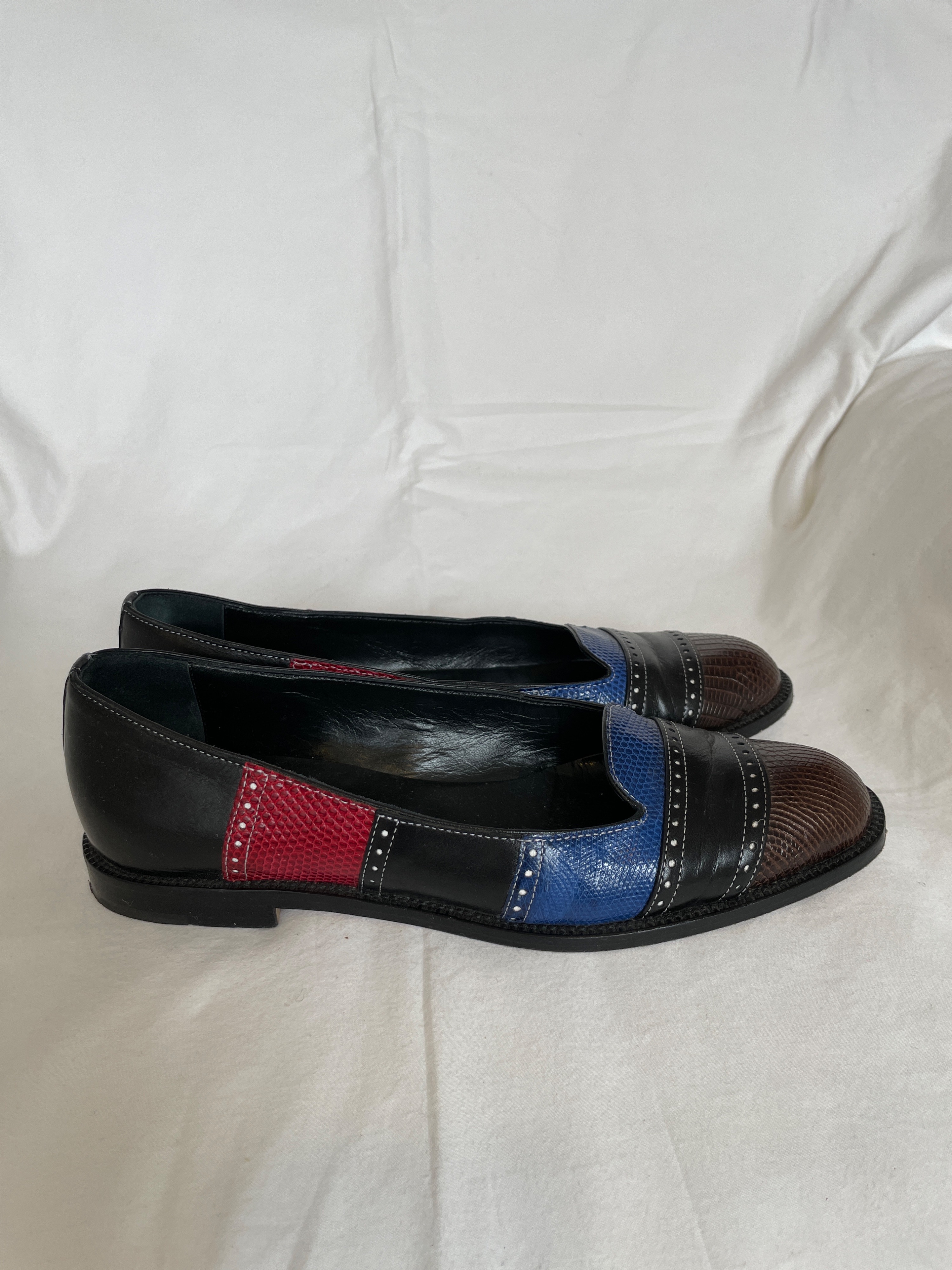 Preowned Manolo Blahnik Colourblock Leather Loafers Size 36 Multiple colors