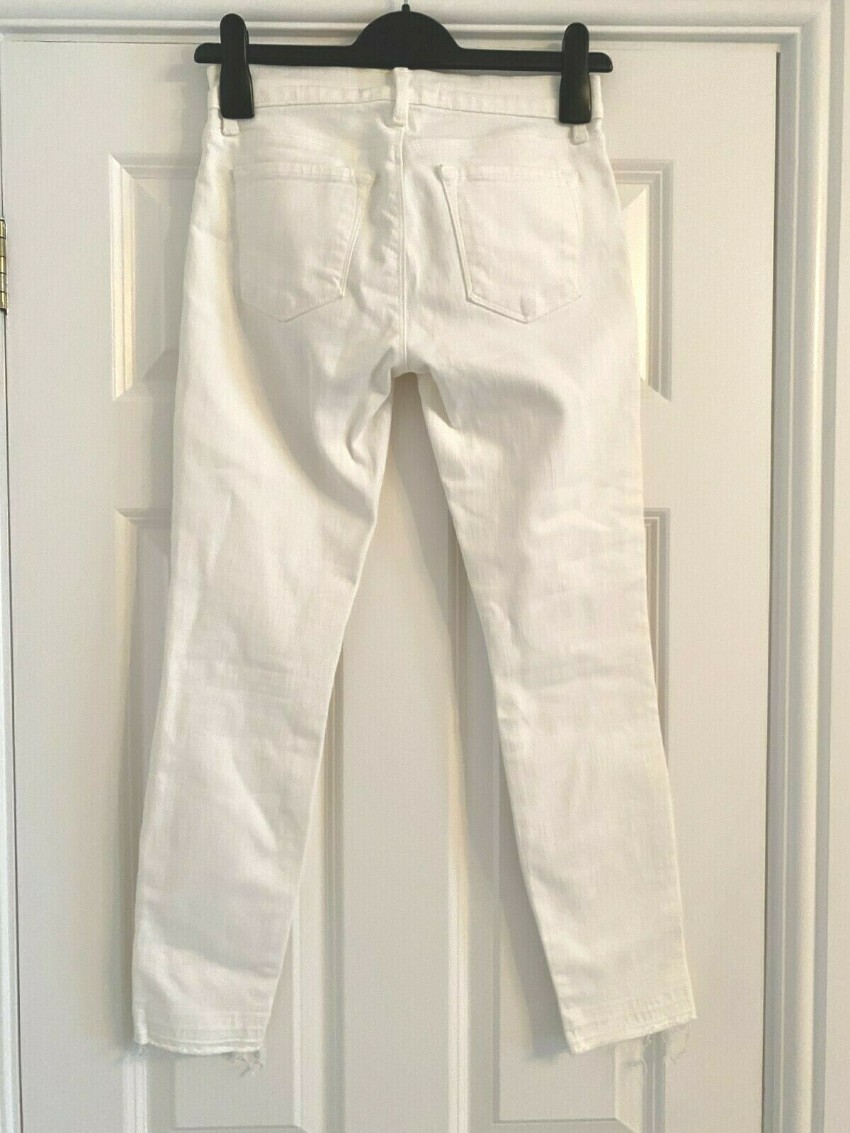 Preowned J Brand White Distressed Skinny Jeans Size 25/63 stretch denim