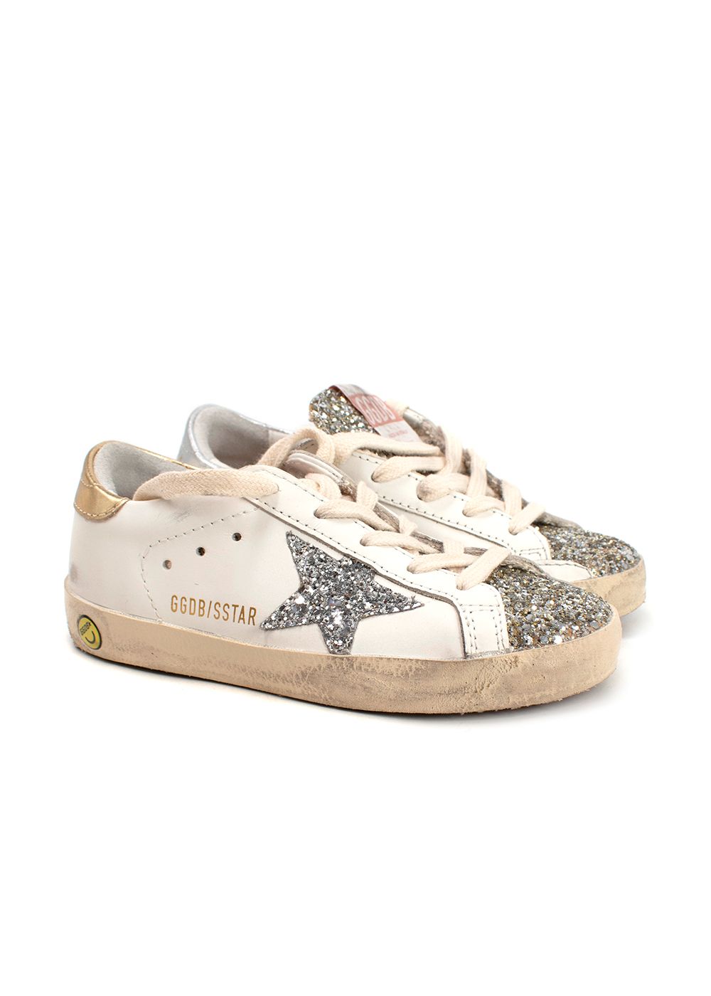 Boys Golden Goose Kids Superstar Glittered Trainers 28 Size 10 Years + White leather