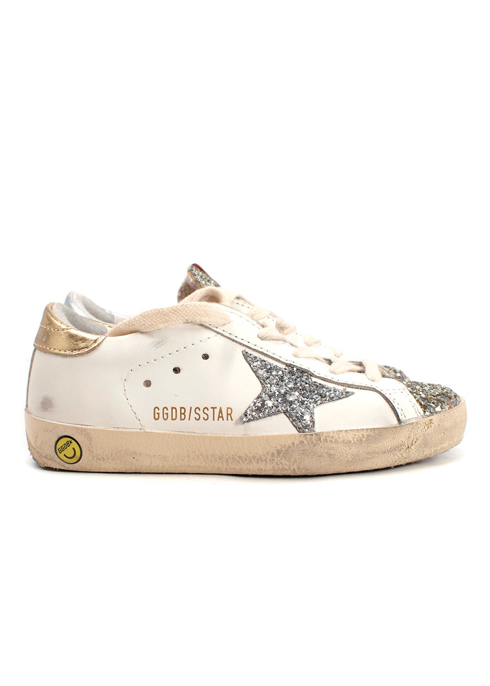 Boys Golden Goose Kids Superstar Glittered Trainers 28 Size 10 Years + White leather