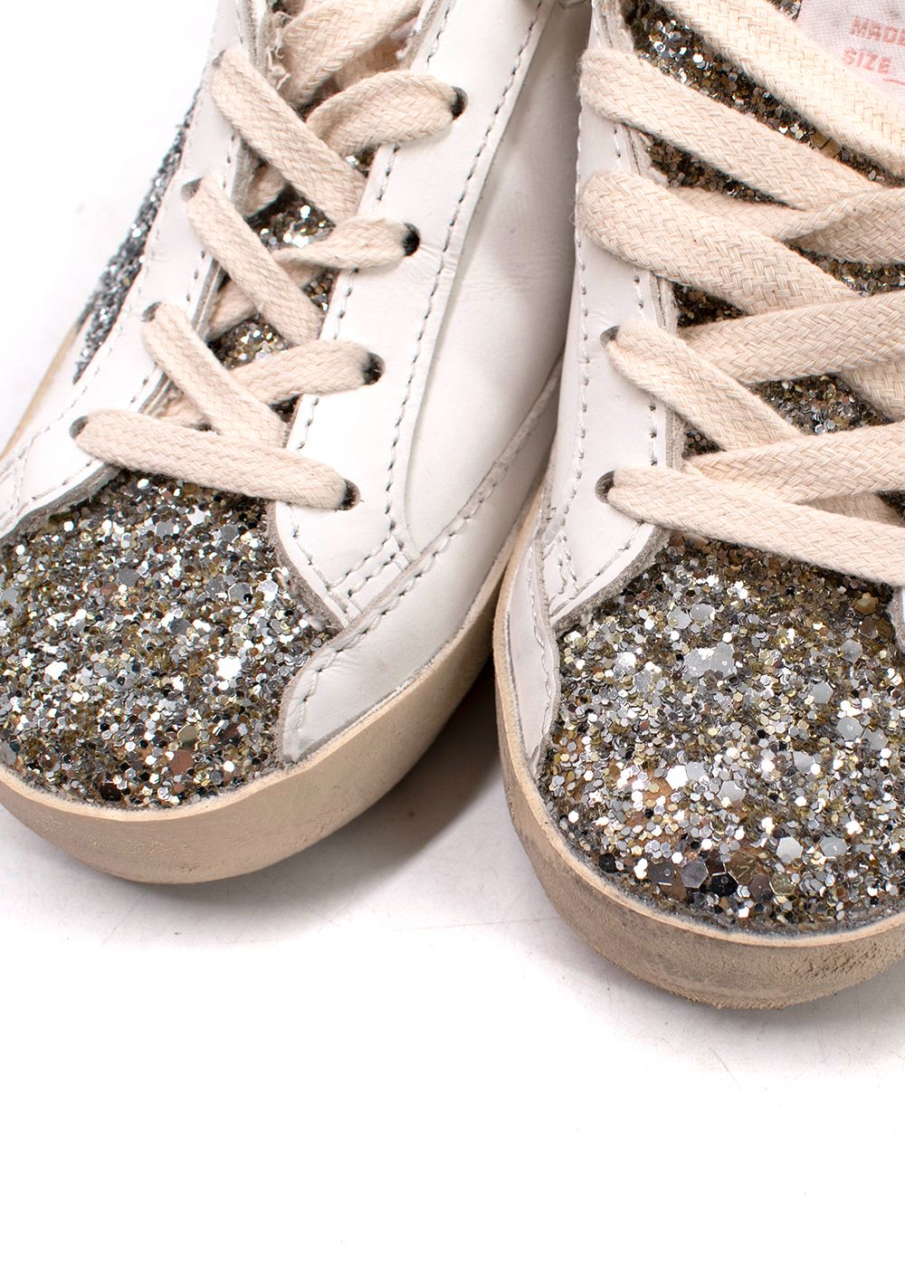 Boys Golden Goose Kids Superstar Glittered Trainers 28 Size 10 Years + White leather