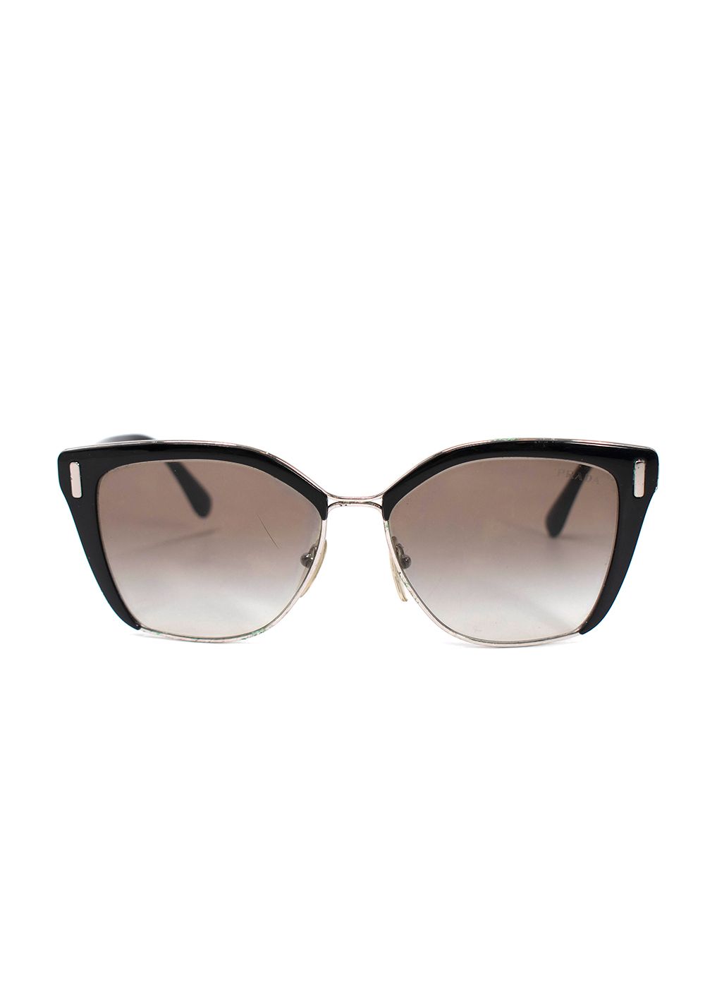 Preowned Prada Black Cat-eye Sunglasses metal