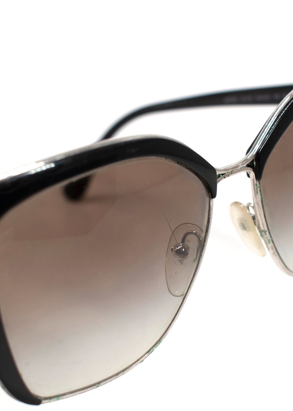 Preowned Prada Black Cat-eye Sunglasses metal