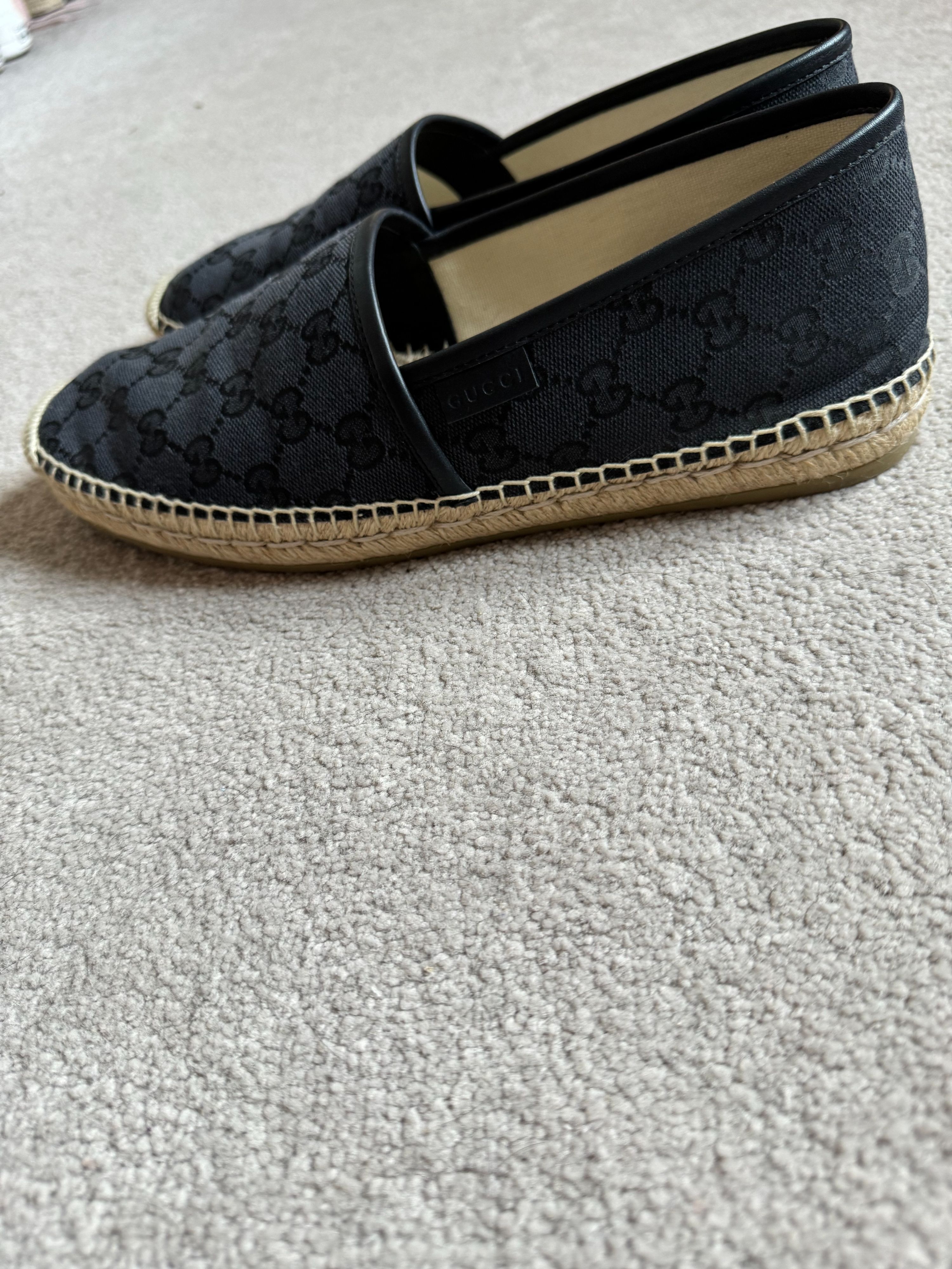 Preowned Gucci Black GG Canvas Espadrilles Size 42