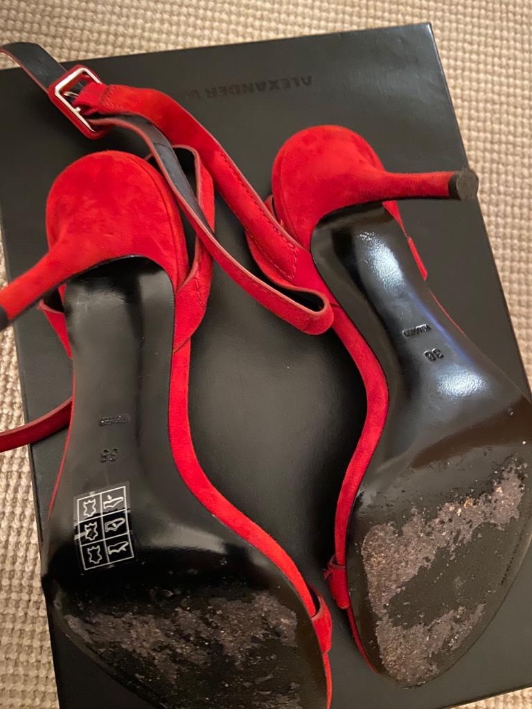 Preowned Alexander Wang Antonia Red Suede Sandals Size 38