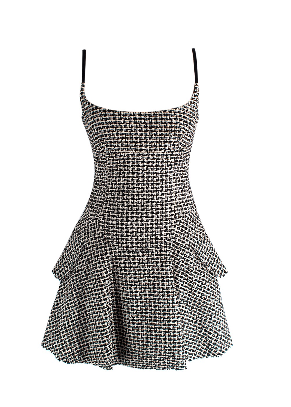 Alexander Wang Tweed Flared Mini Dress Size S Black and White cotton/viscose/acrylic