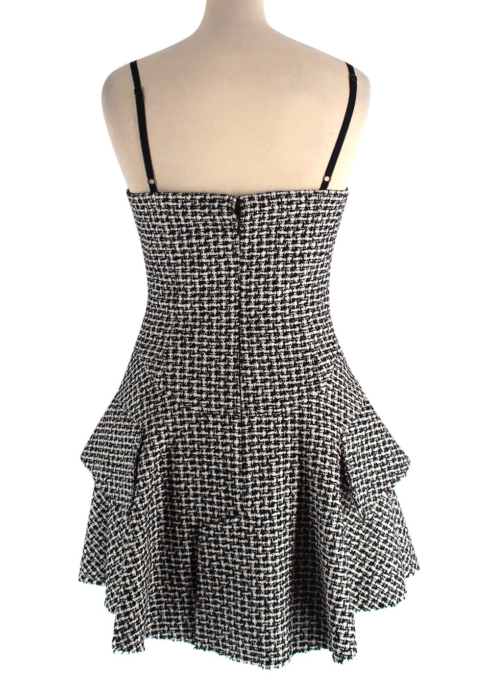 Alexander Wang Tweed Flared Mini Dress Size S Black and White cotton/viscose/acrylic