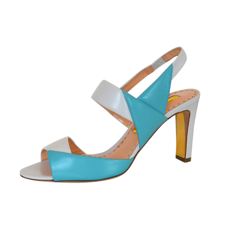 Rupert Sanderson Two-Tone Glynis Sandals Size 37 Blue leather