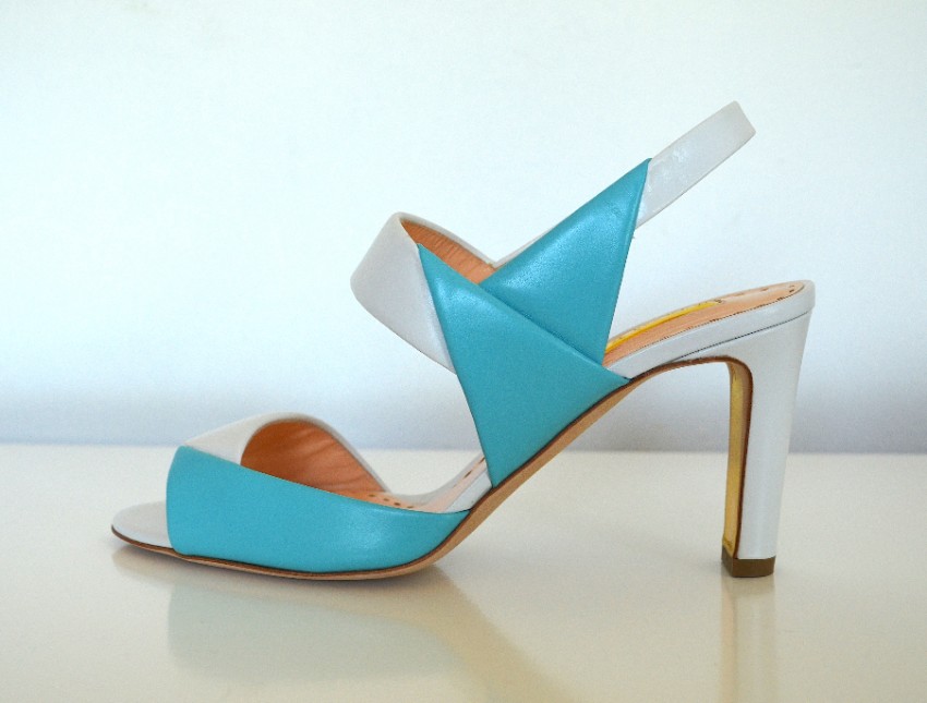 Rupert Sanderson Two-Tone Glynis Sandals Size 37 Blue leather