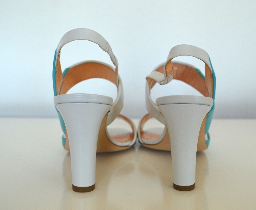 Rupert Sanderson Two-Tone Glynis Sandals Size 37 Blue leather