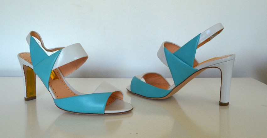 Rupert Sanderson Two-Tone Glynis Sandals Size 37 Blue leather