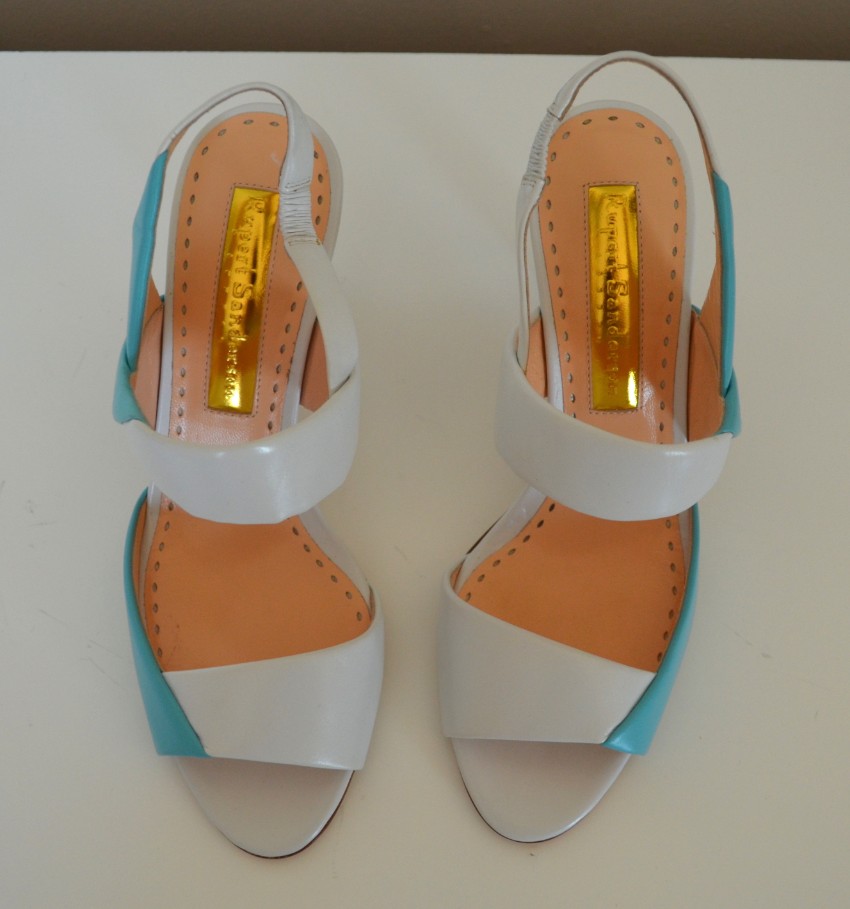 Rupert Sanderson Two-Tone Glynis Sandals Size 37 Blue leather