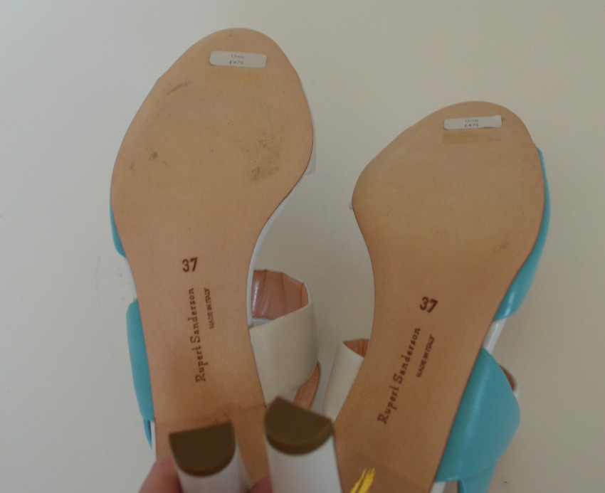 Rupert Sanderson Two-Tone Glynis Sandals Size 37 Blue leather