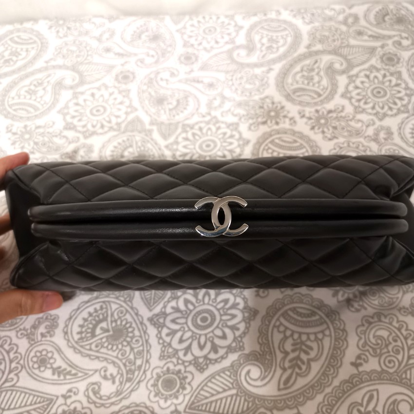 Chanel Black Quilted Leather Mademoiselle Clutch