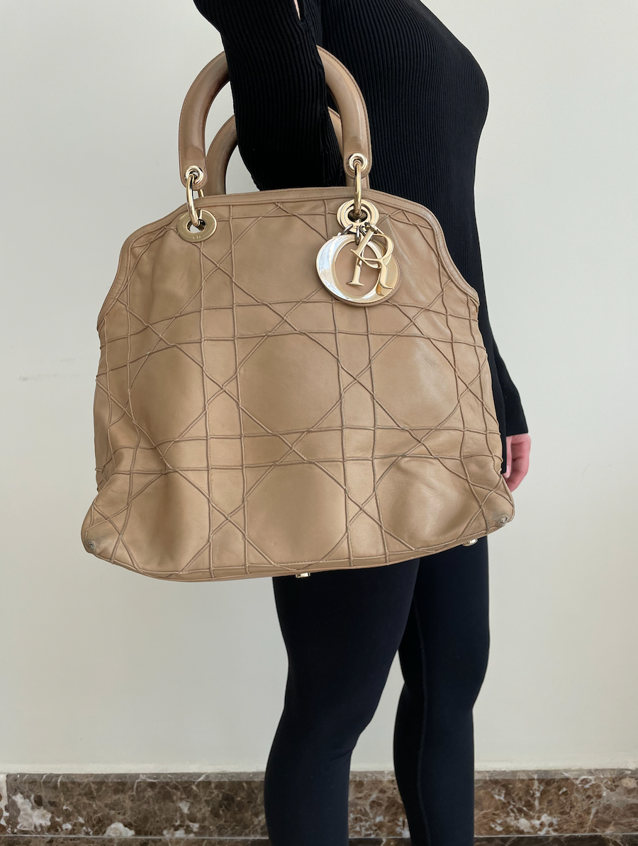 Dior Beige Cannage Leather Granville Tote