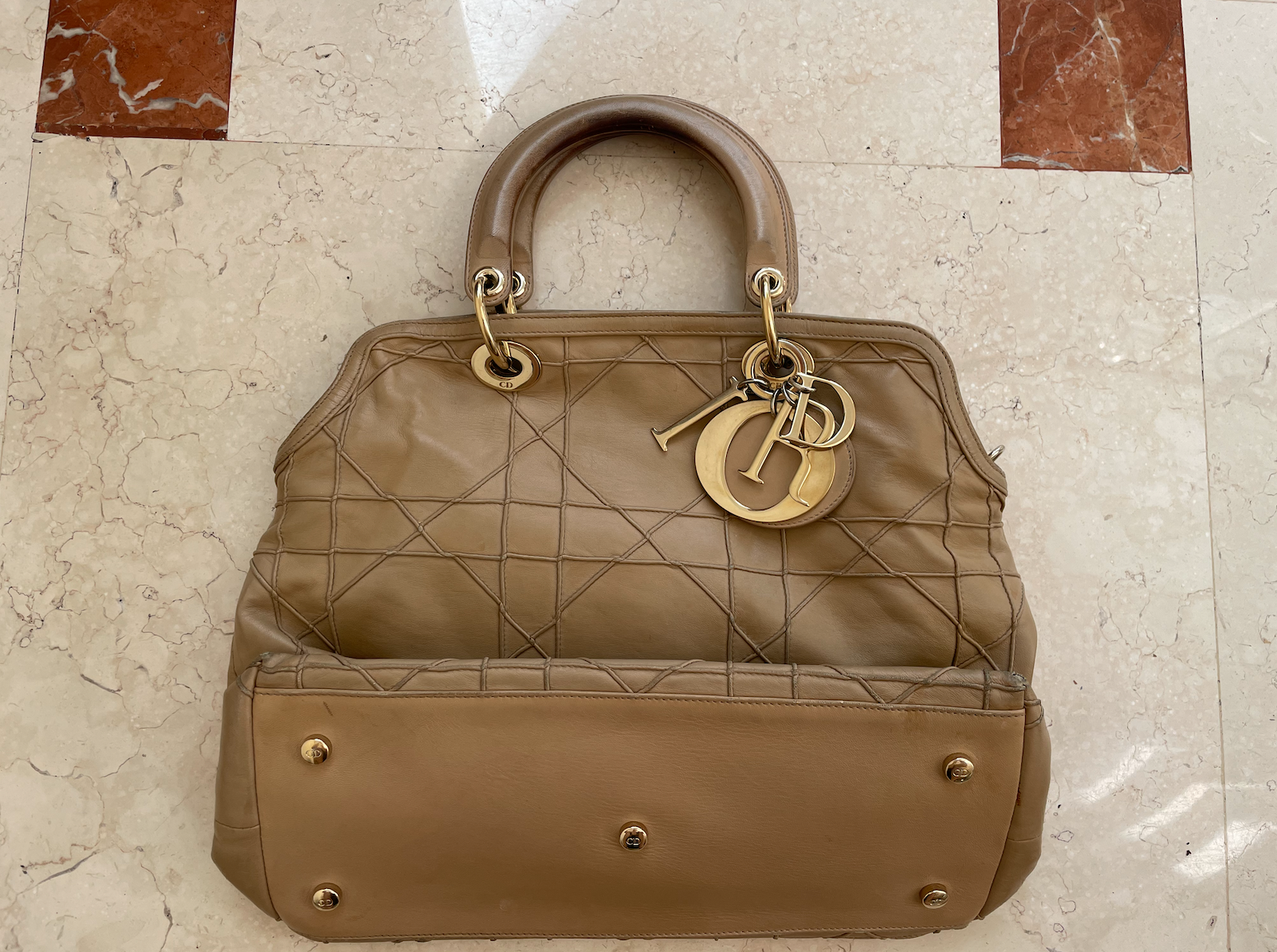 Dior Beige Cannage Leather Granville Tote