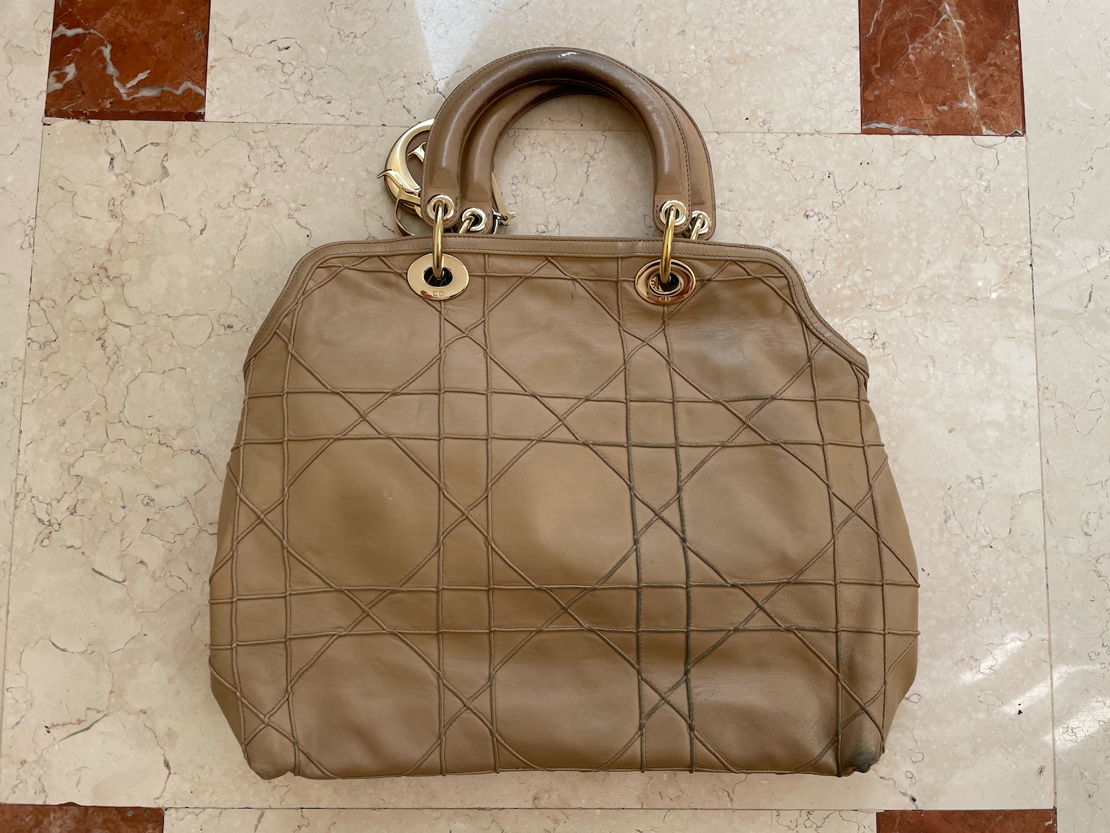 Dior Beige Cannage Leather Granville Tote