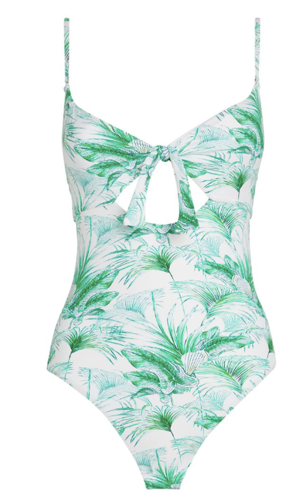 Melissa Odabash Amalfi Palm Swimsuit Size XS green/palm print polyamide/elastane