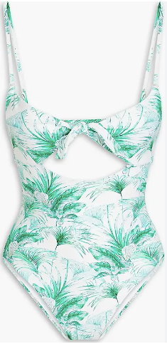 Melissa Odabash Amalfi Palm Swimsuit Size XS green/palm print polyamide/elastane