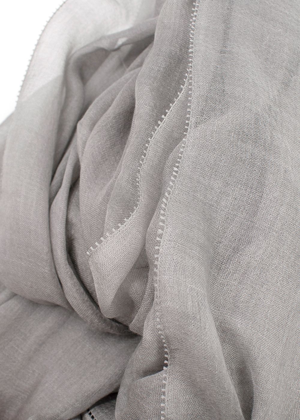 Preowned Bespoke Light Grey Silk Blend Scarf