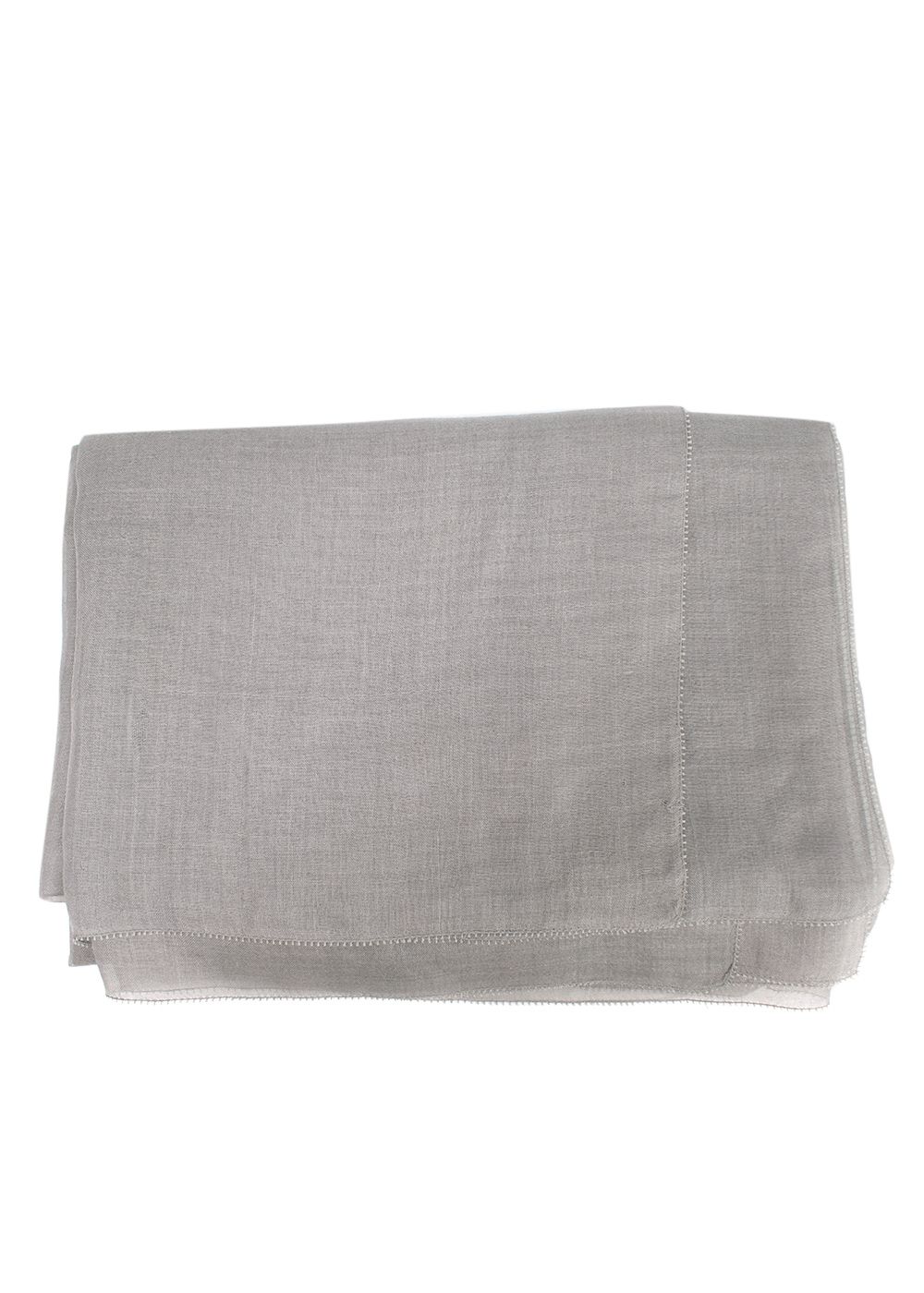 Preowned Bespoke Light Grey Silk Blend Scarf