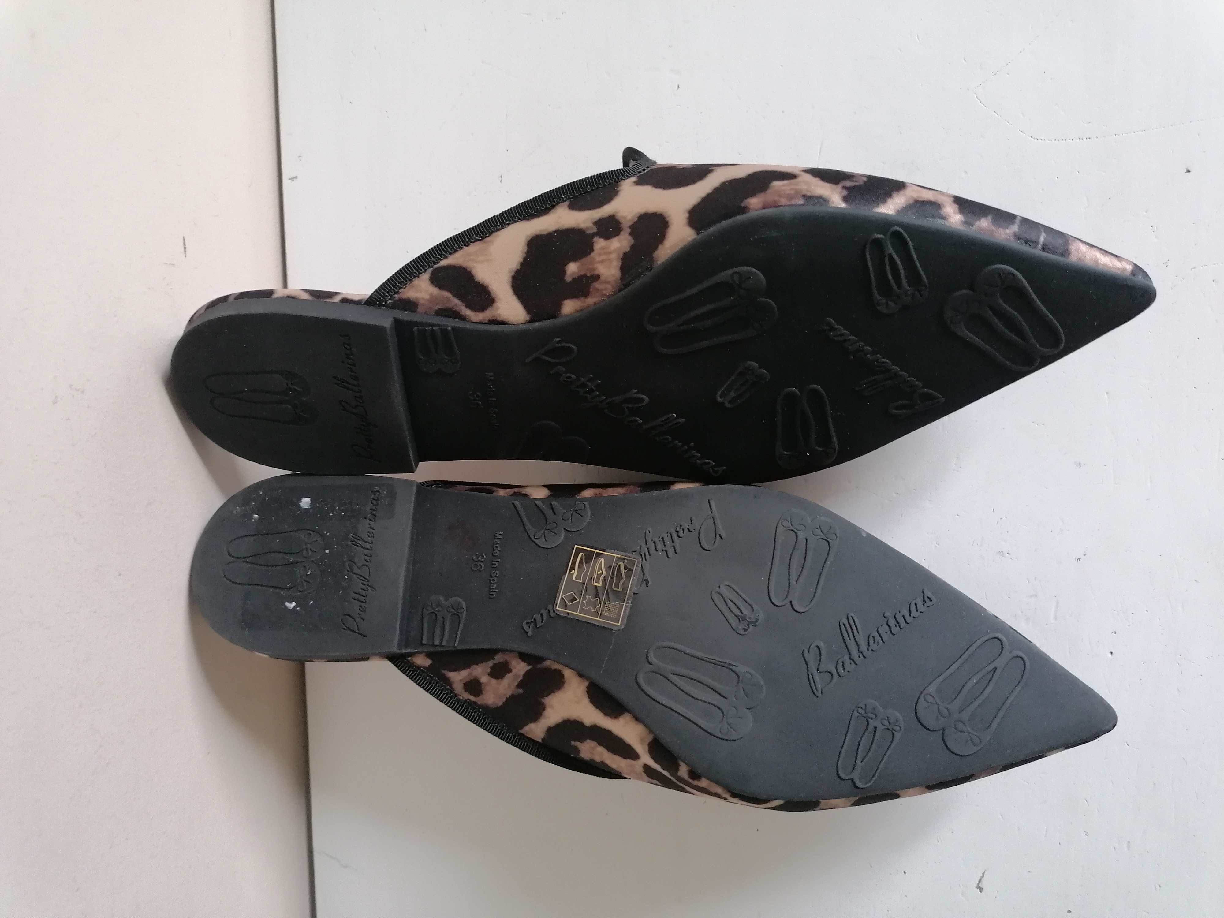 Pretty Ballerinas leopard print ella dancer mules Size 36 Black