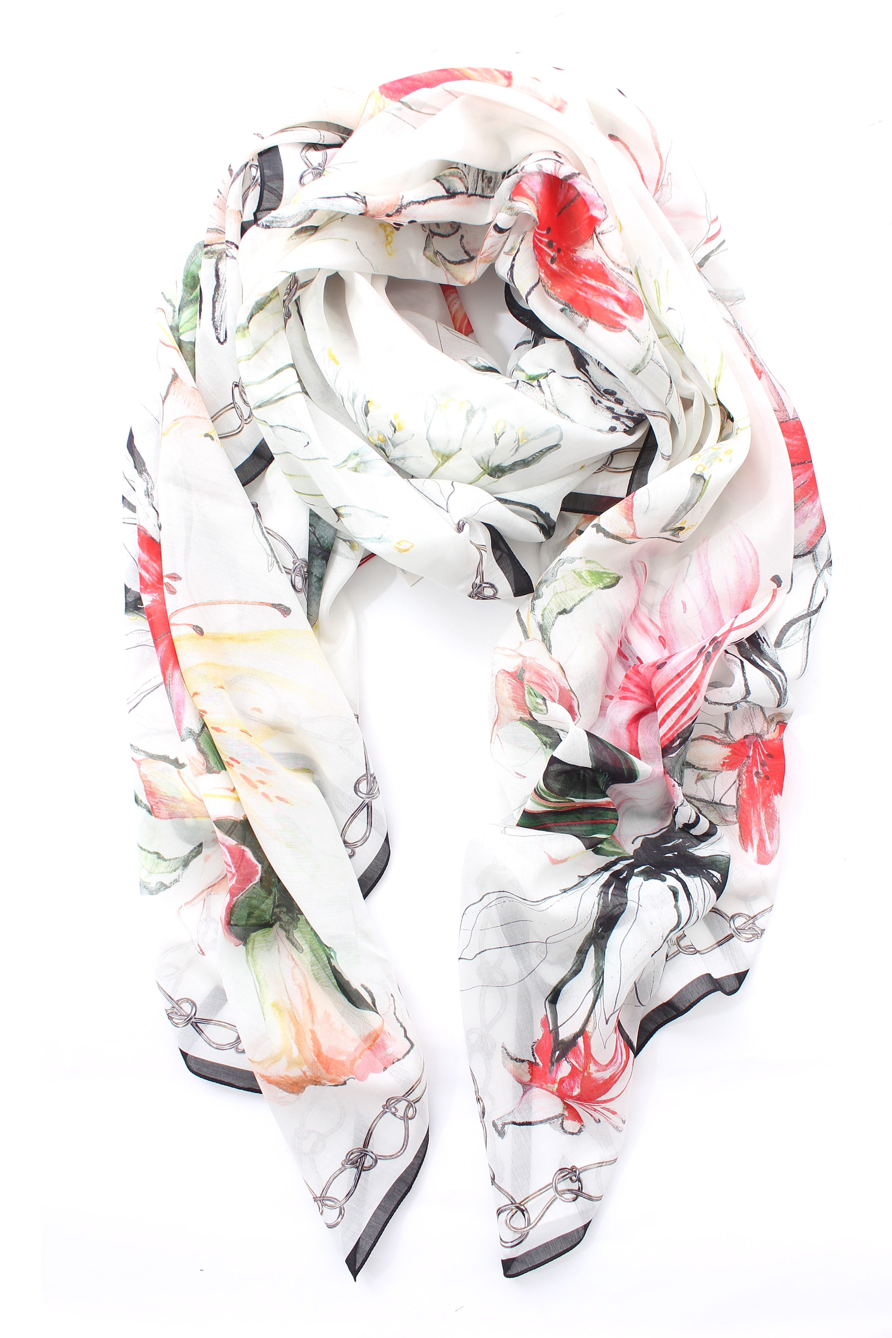 Alexander McQueen Floral Silk Blend Scarf