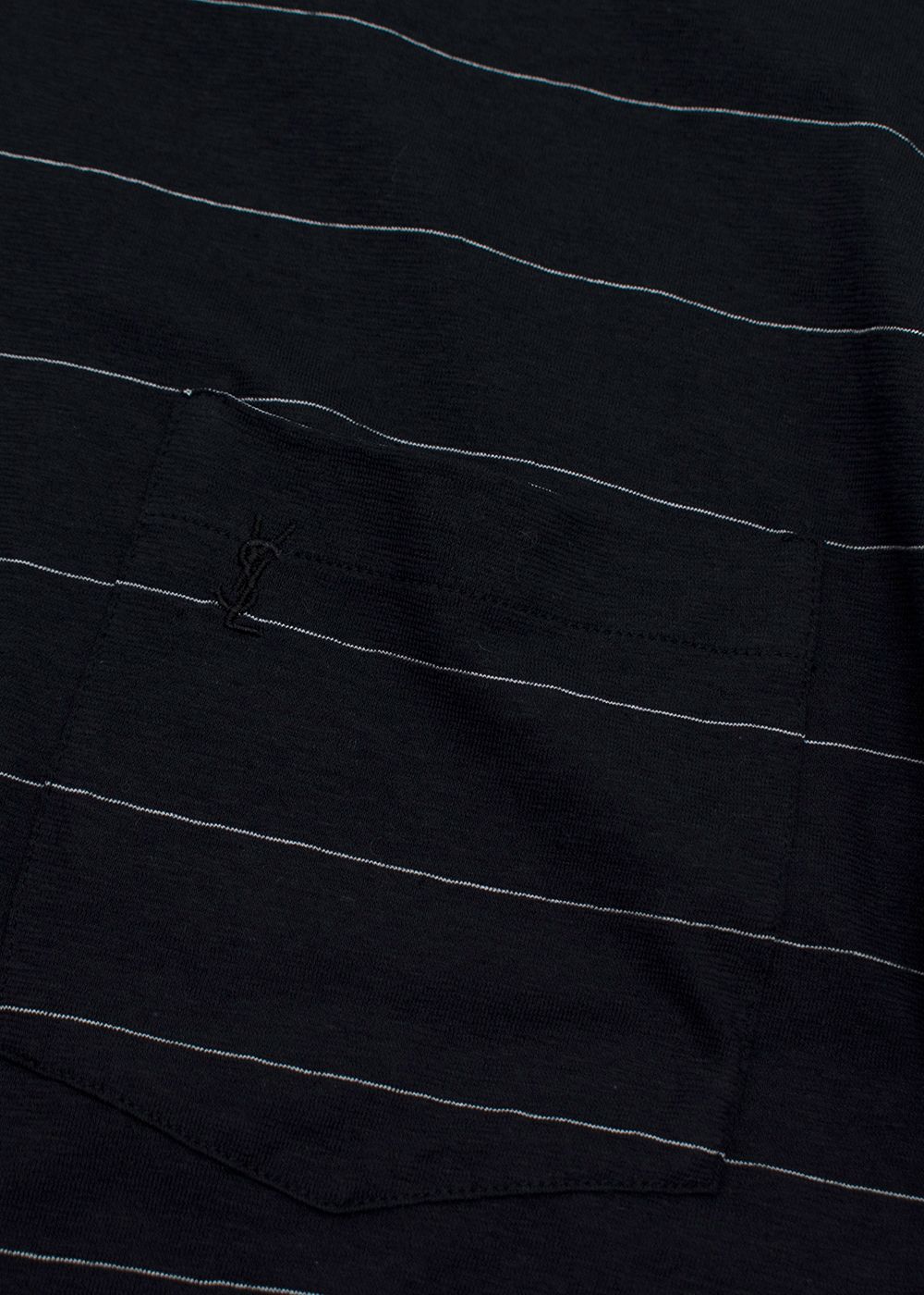 Men's Preowned Saint Laurent Navy Horizontal Striped Cotton Blend T-shirt Size L cotton/linen/polyester