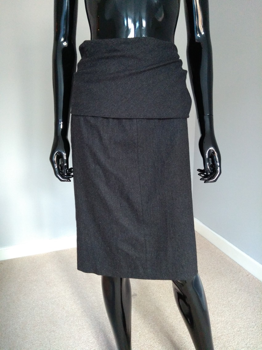 Preowned MaxMara foldover skirt Size XS Grey wool